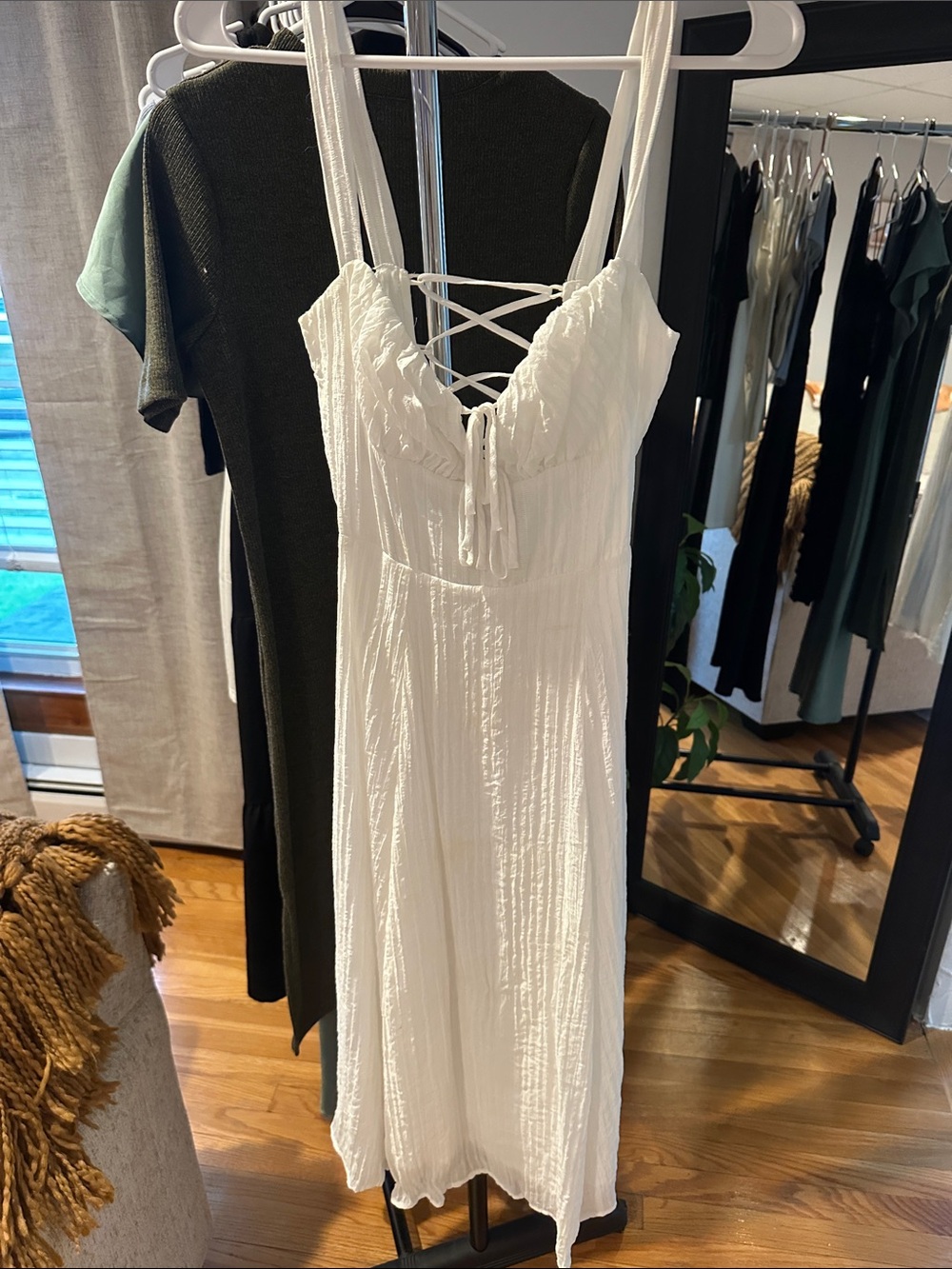 Windsor White Lace-Up Maxi Dress with Adjustable Straps - Picture 2 of 4